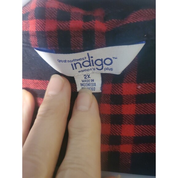 Great Northwest Indigo Red and Black Flannel Button Down Size 2X - Picture 2 of 4
